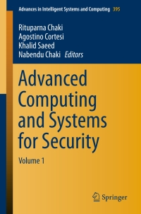Titelbild: Advanced Computing and Systems for Security 9788132226482
