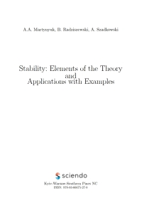 Cover image: Stability: Elements of the Theory and Applications with Examples 1st edition 9788366675278