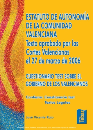 Cover image: Estatuto de Autonomía de la Comunidad Valenciana 1st edition 9788473601993