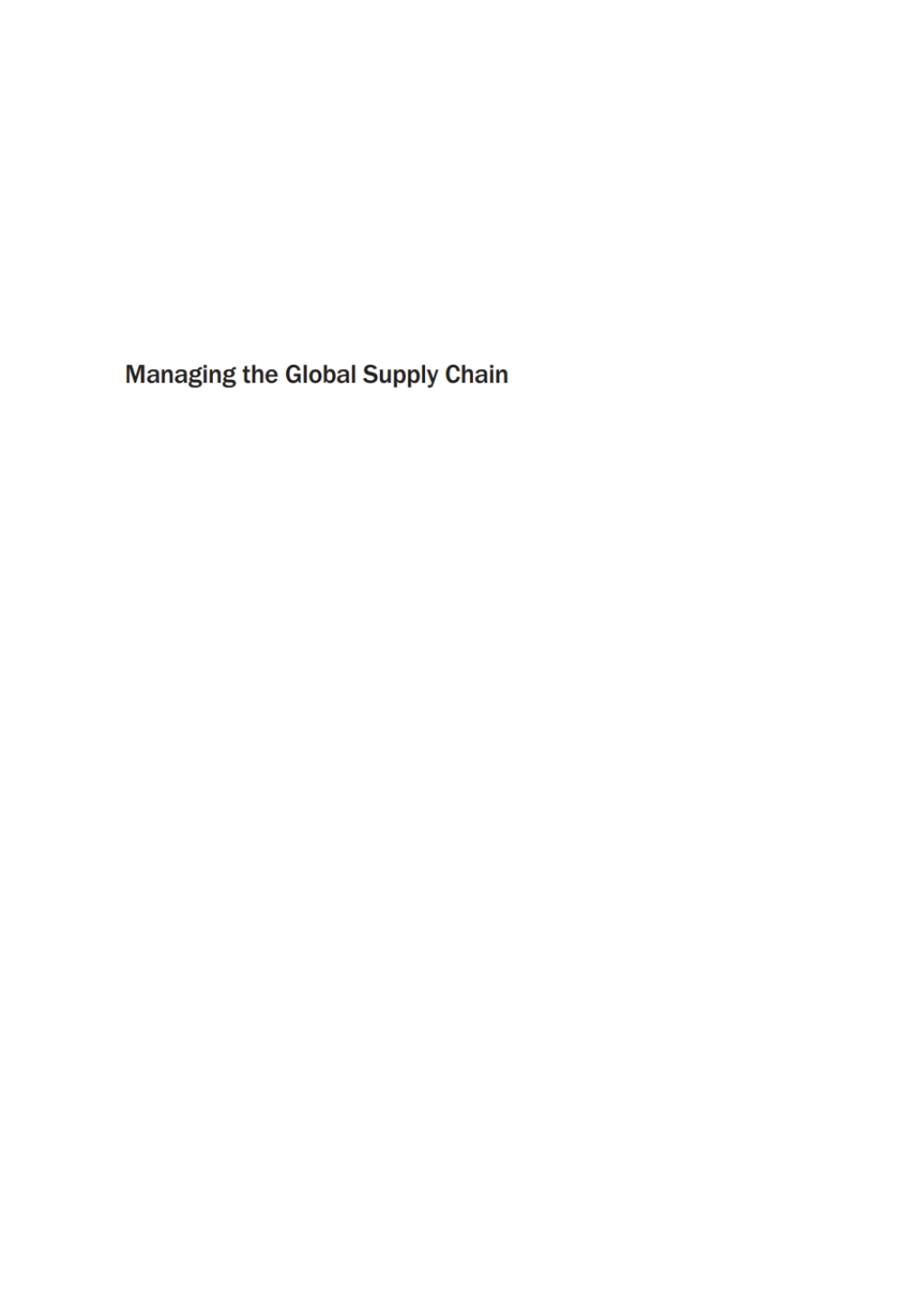 Managing the Global Supply Chain 4th Edition