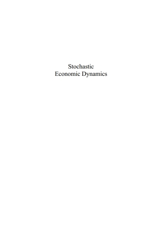 Cover image: Stochastic Economic Dynamics 1st edition 9788763001854