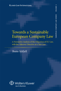 Omslagafbeelding: Towards a Sustainable European Company Law 9789041127686