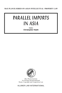 Imagen de portada: Parallel Imports in Asia 1st edition 9789041121141