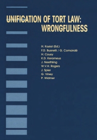 Cover image: Unification of Tort Law: Wrongfulness 9789041110190