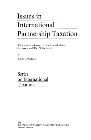 Cover image: Issues in International Partnership Taxation 9789065445773