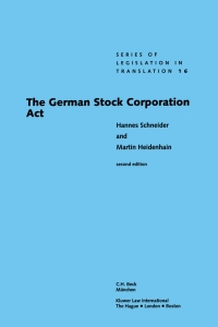 صورة الغلاف: The German Stock Corporation Act 2nd edition 9789041113351
