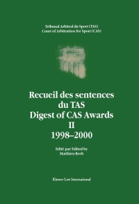 صورة الغلاف: Digest of CAS Awards II 1st edition 9789041117304