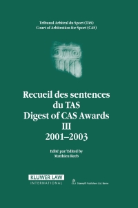 Cover image: Digest of CAS Awards III 2001-2003 1st edition 9789041122599