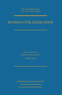 Immagine di copertina: Russian Civil Legislation 1st edition 9789041194923