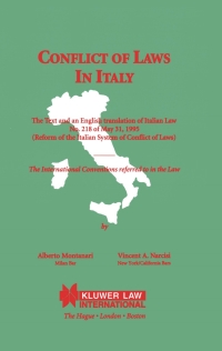 Imagen de portada: Conflict of Laws in Italy 9789041109996