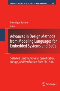 Cover image: Advances in Design Methods from Modeling Languages for Embedded Systems and SoC’s 9789048193035