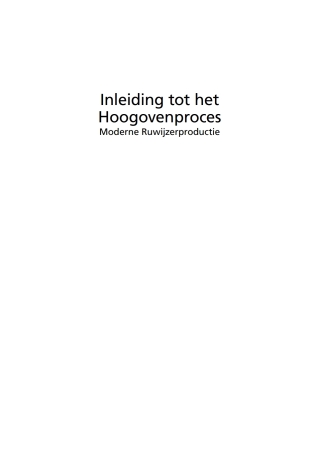 Cover image: Inleiding tot het Hoogovenproces 1st edition 9789051995428