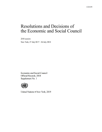 Cover image: Resolutions and Decisions of the Economic and Social Council: 2018 Session 9789218000552