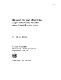 Imagen de portada: Resolutions and Decisions Adopted by the General Assembly During Its Thirtieth Special Session 9789218600172
