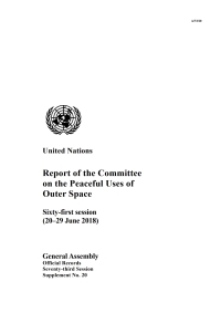 Cover image: Report of the Committee on the Peaceful Uses of Outer Space 9789218600189