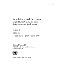 Imagen de portada: Resolutions and Decisions adopted by the General Assembly During its Seventy-fourth session 9789218600493