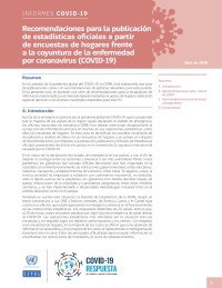 Imagen de portada: Recomendaciones para la publicación de estadísticas oficiales a partir de encuestas de hogares frente a la coyuntura de la enfermedad por coronavirus (COVID-19) 9789210054188
