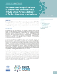 Imagen de portada: Personas con discapacidad ante la enfermedad por coronavirus (COVID-19) en América Latina y el Caribe: situación y orientaciones 9789210054201
