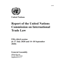 Cover image: Report of the United Nations Commission on International Trade Law 9789218600684