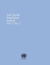表紙画像: Asia-Pacific Population Journal, Vol.2, No.2, June 1987 9789210450515