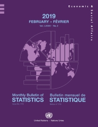 Cover image: Monthly Bulletin of Statistics, February 2019/Bulletin mensuel de Statistique, Fevrier 2019 9789211591255