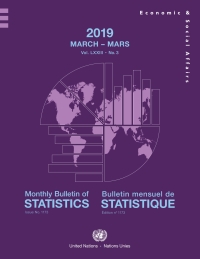Imagen de portada: Monthly Bulletin of Statistics, March 2019/Bulletin mensuel de Statistique, mars 2019 9789211591262