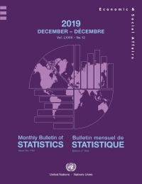 Imagen de portada: Monthly Bulletin of Statistics, December 2019/Bulletin mensuel de statistique, décembre 2019 9789211591354