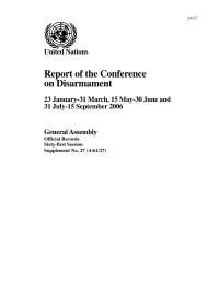 Cover image: Report of the Conference on Disarmament 9789218102683