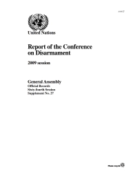 صورة الغلاف: Report of the Conference on Disarmament 9789218201348
