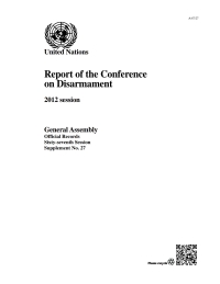 Cover image: Report of the Conference on Disarmament 9789218300232