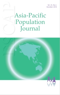 Cover image: Asia-Pacific Population Journal, Vol.25, No.2, December 2010 9789211206272