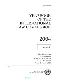 Imagen de portada: Yearbook of the International Law Commission 2004, Vol. I 9789211336801