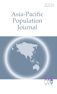 Cover image: Asia-Pacific Population Journal Vol. 27 No. 2, December 2012 9789211206623
