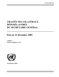 Cover image: Traités Multilatéraux Déposés auprès du Secrétaire Général: Etat au 31 Décembre 2005 (Vo. I & II) 9789212334172