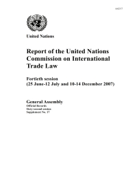 Cover image: Report of the United Nations Commission on International Trade Law 9789218300836