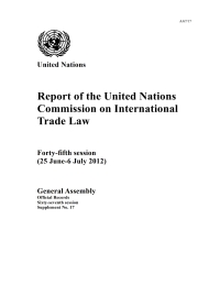 Omslagafbeelding: Report of the United Nations Commission on International Trade Law 9789218300850