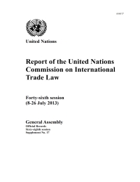 صورة الغلاف: Report of the United Nations Commission on International Trade Law 9789218300867