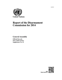 Cover image: Report of the Disarmament Commission for 2014 9789218300959