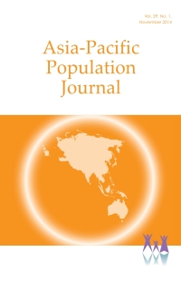 Cover image: Asia-Pacific Population Journal Vol. 29, No.1, November 2014 9789211206807
