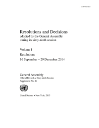 Imagen de portada: Resolutions and Decisions Adopted by the General Assembly during its Sixty-ninth Session 9789218301192