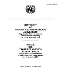 صورة الغلاف: Statement of Treaties and International Agreements/Relevé des traités et accords internationaux 9789219800533