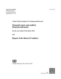 Imagen de portada: Financial Report and Audited Financial Statements and Report of the Board of Auditors: United Nations Institute for Training and Research 9789218301758