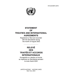 Cover image: Statement of Treaties and International Agreements / Relevé des Traités et Accords Internationaux 9789210586641