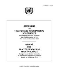 صورة الغلاف: Statement of Treaties and International Agreements / Relevé des Traités et Accords Internationaux 9789210586689