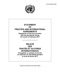 Cover image: Statement of Treaties and International Agreements/Relevé des traités et accords internationaux 9789219800571