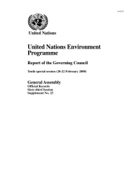 Cover image: United Nations Environment Programme Report of the Governing Council 9789218200433