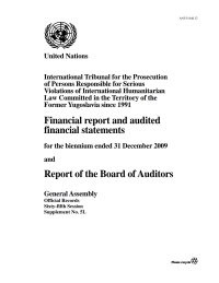 Imagen de portada: Financial Report and Audited Financial Statements and Report of the Board of Auditors: International Criminal Tribunal for the Prosecution of Persons Responsible for Genocide and Other Serious Violations of International Humanitarian Law Committed in 9789218201829