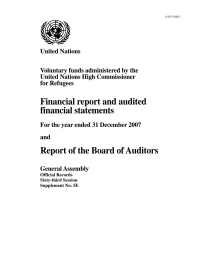 Imagen de portada: Financial report and audited financial statements and Report of the Board of Auditors: Voluntary Funds Administered by the United Nations High Commissioner for Refugees 9789218200730
