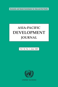 Imagen de portada: Asia-Pacific Development Journal Vol.10 No.1, June 2003 9789211201727