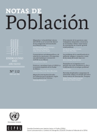 Imagen de portada: Notas de Población Año XLVIII No.112 enero-junio de 2021 9789213583999